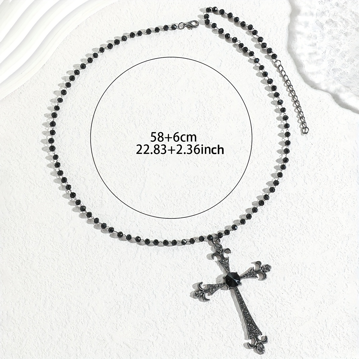 Women's Gothic Punk Cross Pendant Beaded Necklace